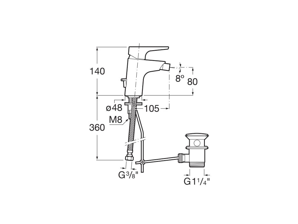 Roca - Grifo de bidé Atlas con desagüe automático A5A6090C00 - BricoandPool