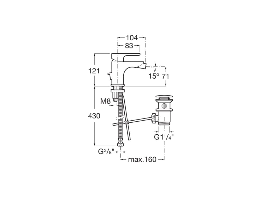 Roca - Grifo de bidé con desagüe automático L20 A5A6A09C00 - BricoandPool