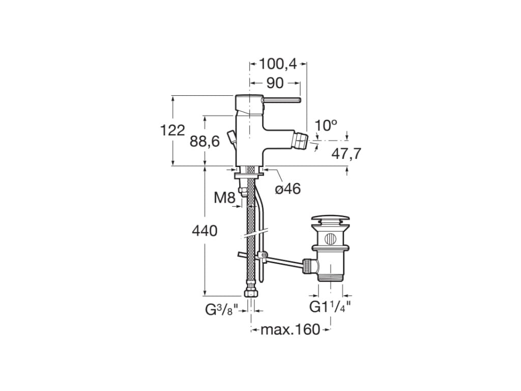 Roca - Grifo de bidé Targa con desagüe automático A5A6060C00 - BricoandPool