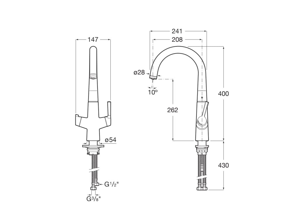 Roca - Grifo de cocina de dos vías Syra - F A5A8B2AC00 - BricoandPool