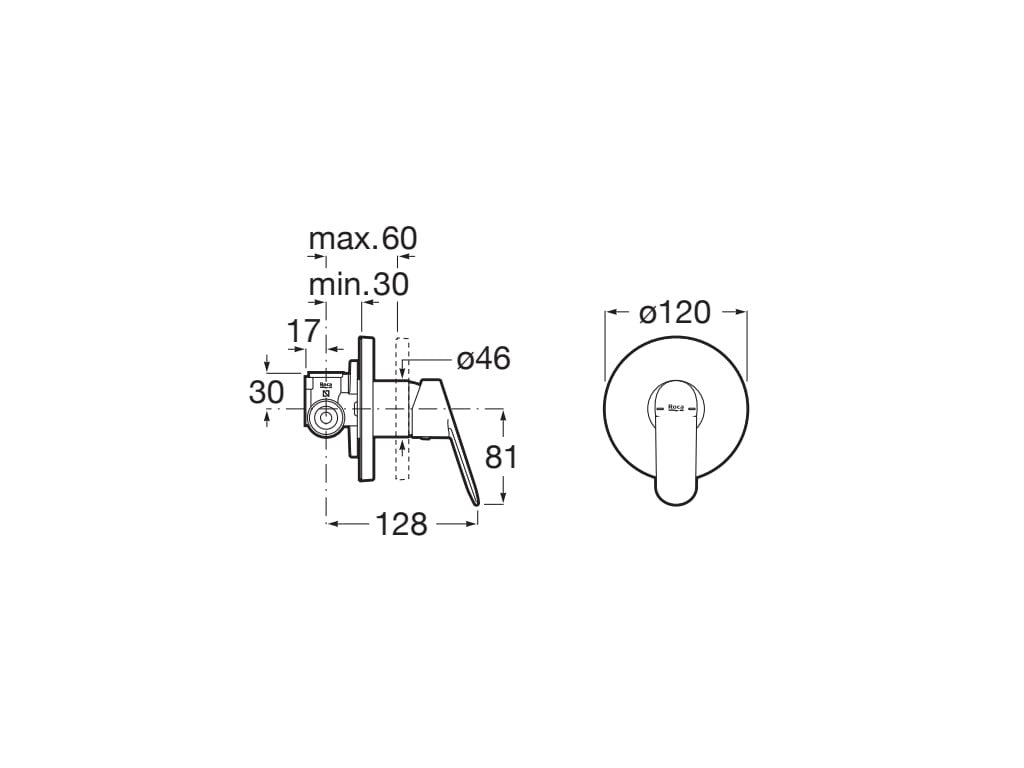 Roca - Grifo de ducha empotrable Alfa A5A2A25C00 - BricoandPool