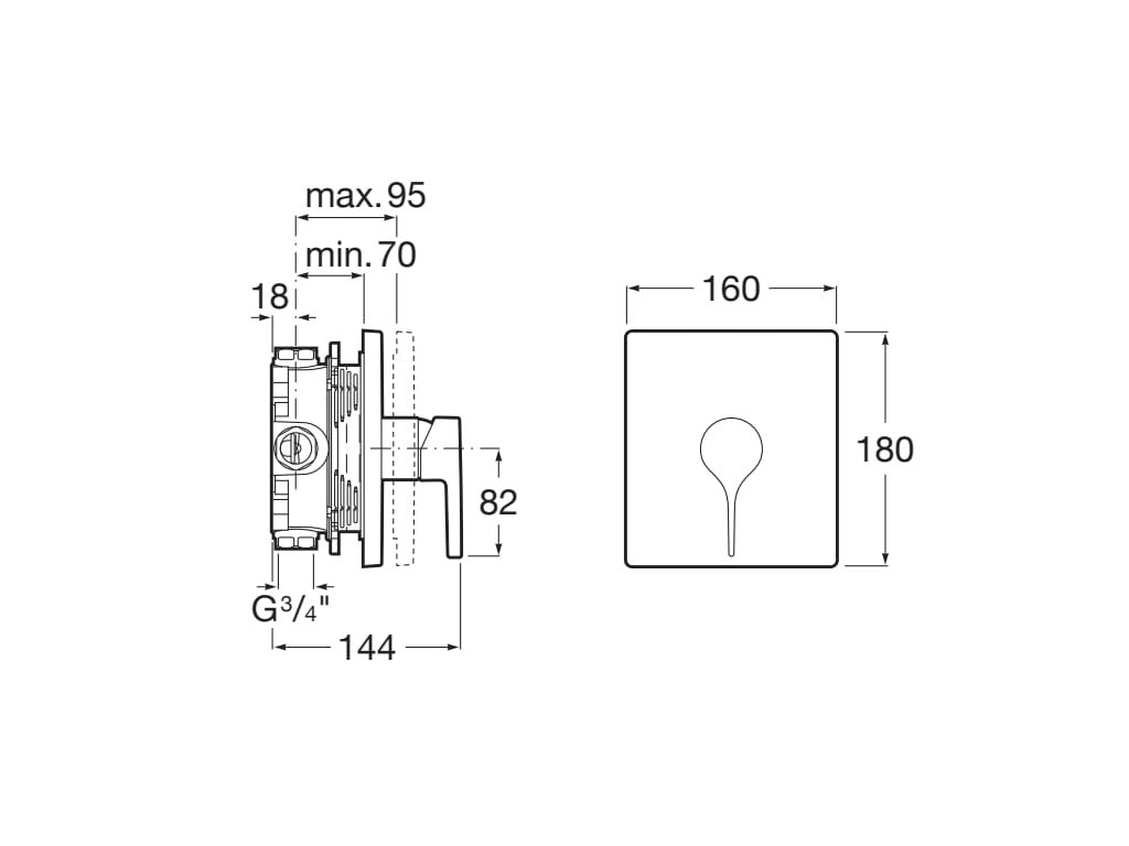 Roca - Grifo de ducha rectangular oro rosado Insignia A5A2B3ARG0 - BricoandPool