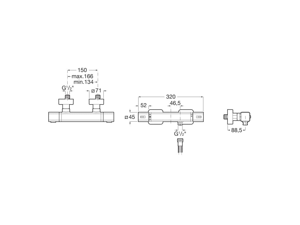 Roca - Grifo de ducha Square T - 1000 A5A141AC00 - BricoandPool