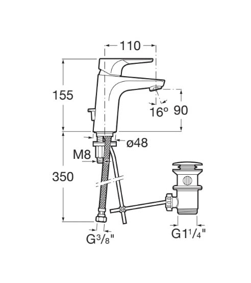 Roca - Grifo de lavabo con desagüe automático Atlas A5A3090C00 - BricoandPool