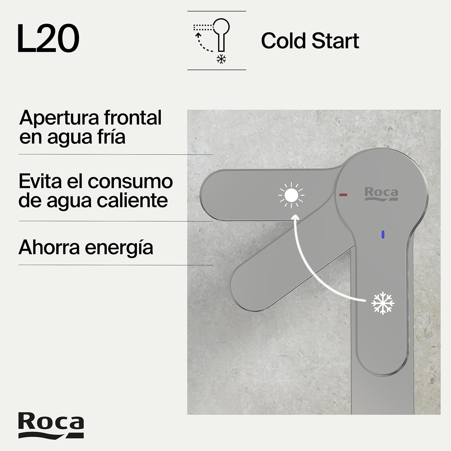 Roca - Grifo de lavabo cuerpo liso L20 A5A3K09C00 - BricoandPool