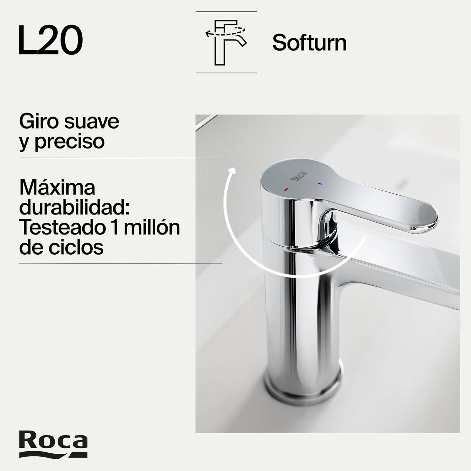 Roca - Grifo de lavabo cuerpo liso L20 A5A3K09C00 - BricoandPool