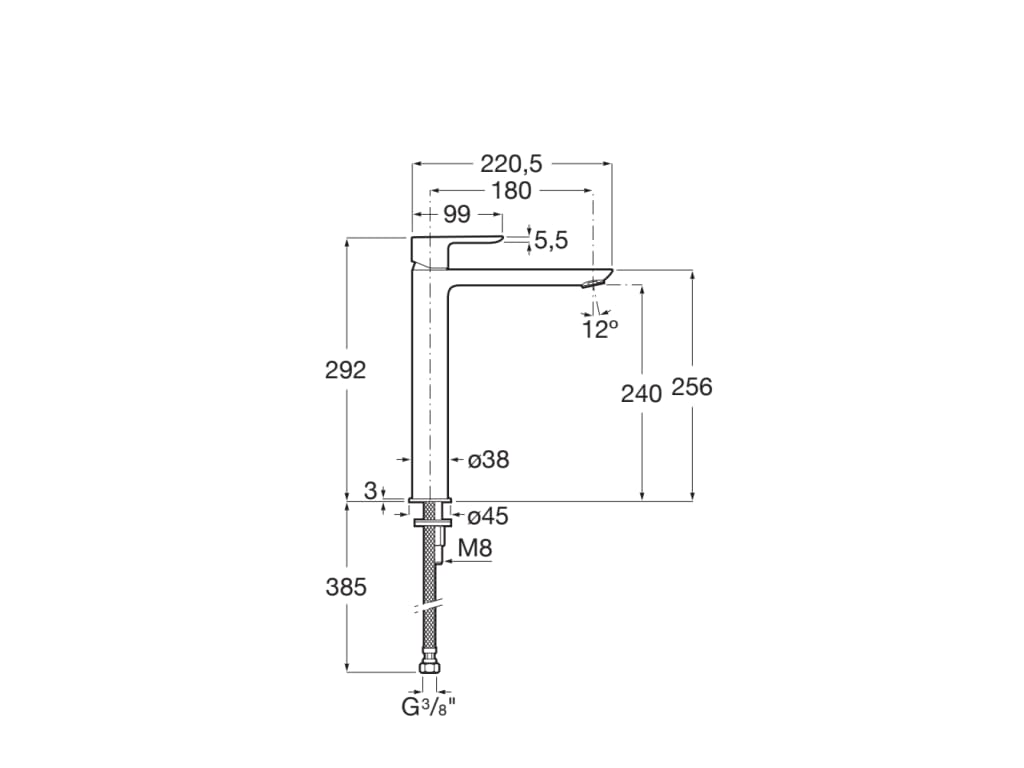 Roca - Grifo de lavabo monocomando Blanco mate con caño alto Cala A5A346EB00 - BricoandPool