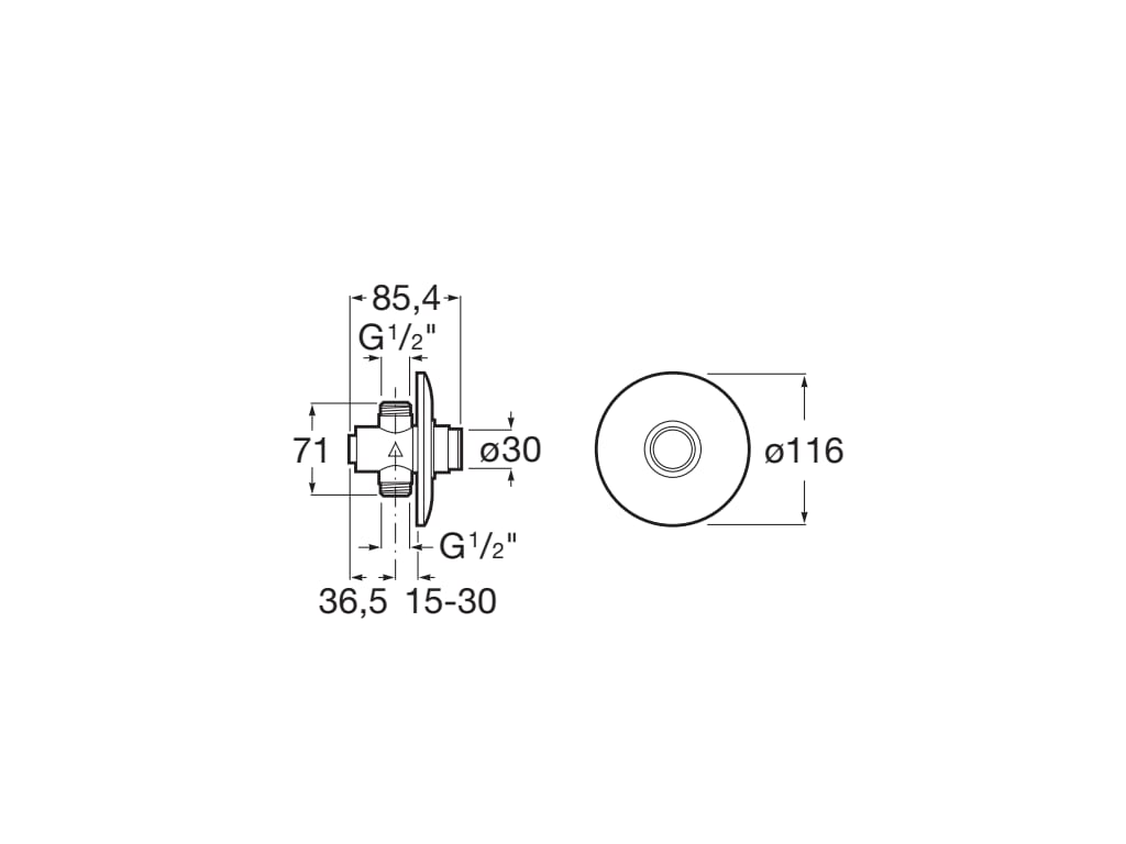 Roca - Grifo de paso recto temporizado empotrable para ducha con rosetón redondo Instant A5A2677C00 - BricoandPool