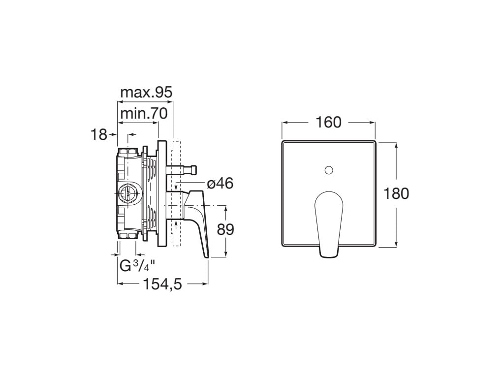 Roca - Grifo empotrable baño - ducha con inversor Atlas A5A0B90C00 - BricoandPool