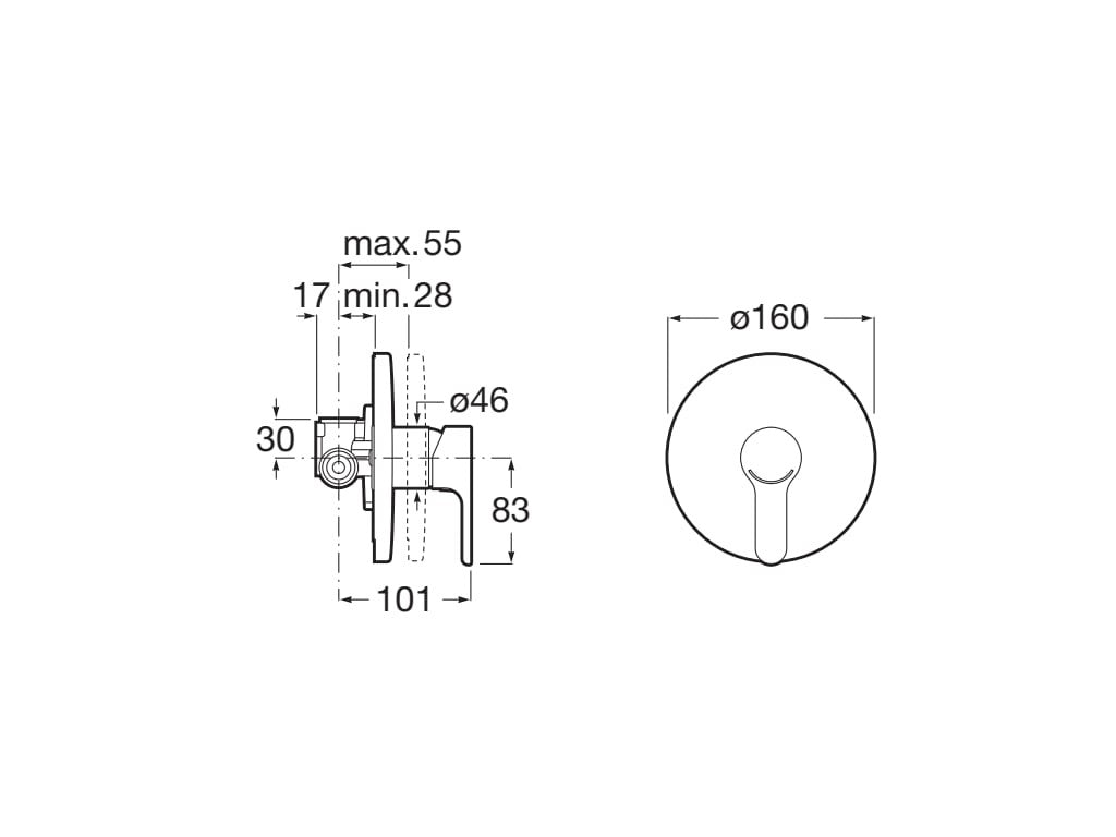 Roca - Grifo empotrable baño o ducha L20 A5A2A09C00 - BricoandPool