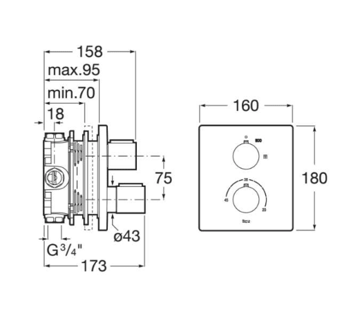 Roca - Grifo empotrable baño o ducha sin RocaBox T - 2000 A5A2C88C00 - BricoandPool