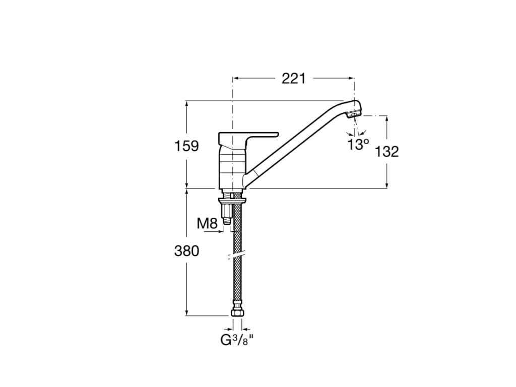 Roca - Grifo monomando cocina caño central L20 A5A8909C00 - BricoandPool