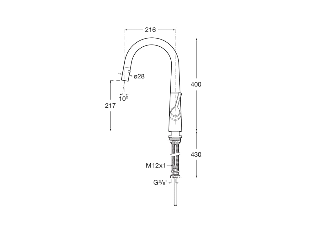 Roca - Grifo monomando cocina caño extraíble Syra A5A812AC00 - BricoandPool