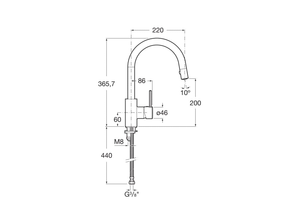 Roca - Grifo monomando cocina función ducha Targa A5A8160C00 - BricoandPool