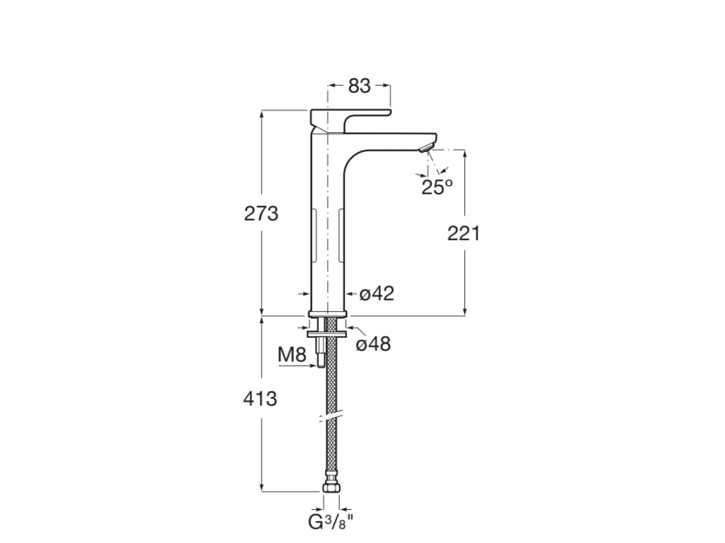 Roca - Grifo monomando para lavabo con caño alto y cuerpo liso L20 Negro Mate A5A3H09NB0 - BricoandPool