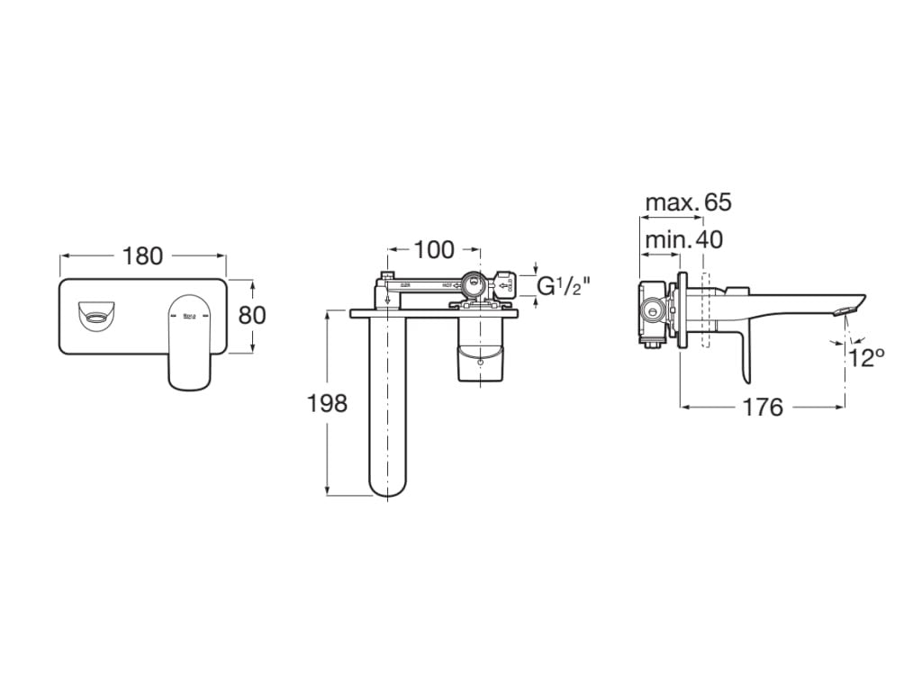 Roca - Grifo para lavabo a pared cromado Cala A5A356EC00 - BricoandPool