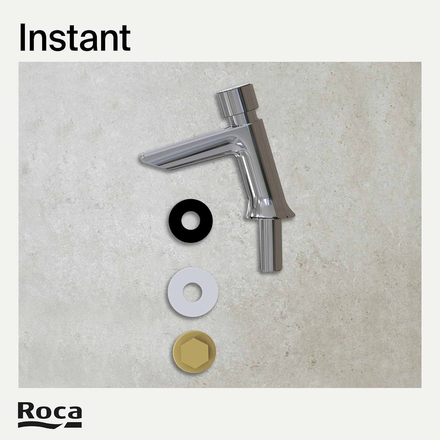 Roca - Grifo temporizado de repisa para lavabo con pulsador y limitador Instant A5A4277C00 - BricoandPool