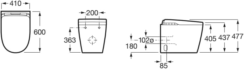 Roca - In - Wash Insignia con In - Tank - Smart toilet adosado a pared Rimless Vortex A803105001 - BricoandPool