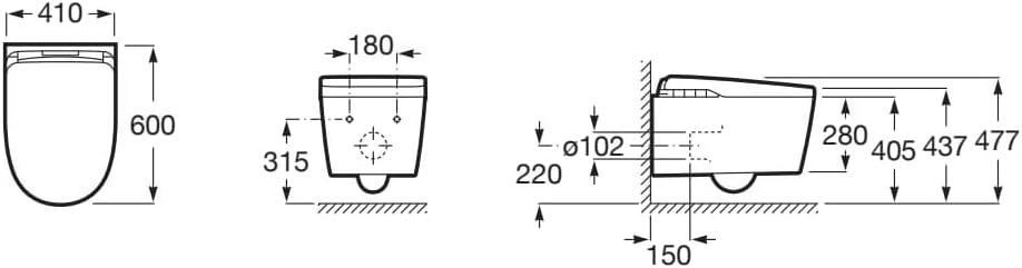 Roca - In - Wash Insignia con In - Tank - Smart toilet suspendido Rimless Vortex A803104001 - BricoandPool