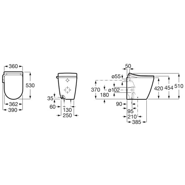 Roca - In - Wash® Ona - Smart toilet adosado a pared Rimless® para tanque empotrable A803153S01 - BricoandPool