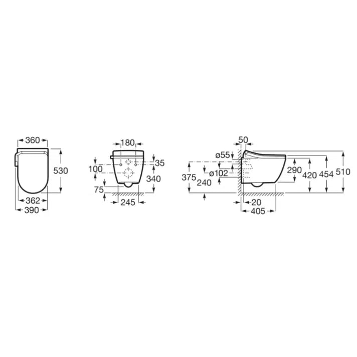 Roca - In - Wash® Ona - Smart toilet suspendido Rimless® A803150S01 - BricoandPool