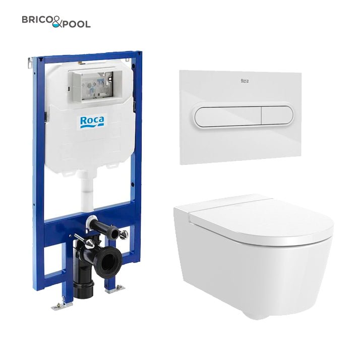 Roca - Inodoro completo Inspira Round Rimless compacto suspendido - BricoandPool