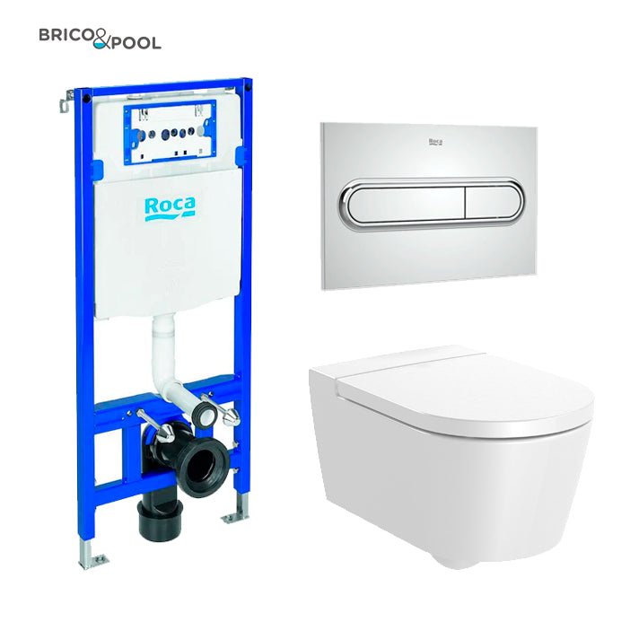 Roca - Inodoro completo Inspira Round Rimless compacto suspendido - BricoandPool