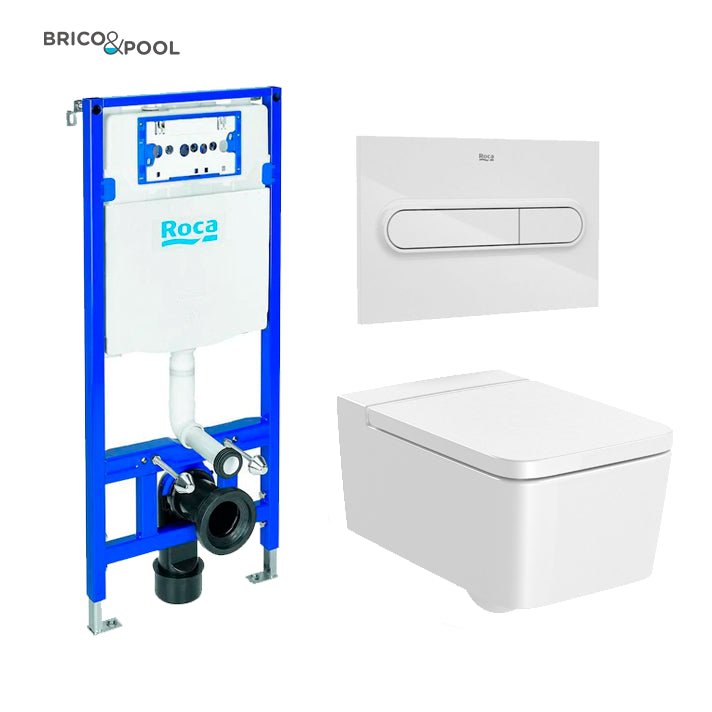 Roca - Inodoro completo Inspira Square Rimless suspendido - BricoandPool