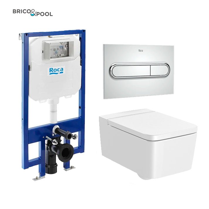 Roca - Inodoro completo Inspira Square Rimless suspendido - BricoandPool