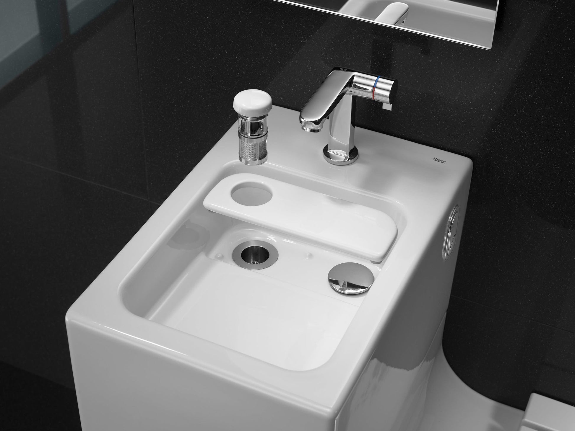 Roca - Inodoro y lavabo W + W suspendido (incluye tapa y grifería de lavabo) - BricoandPool