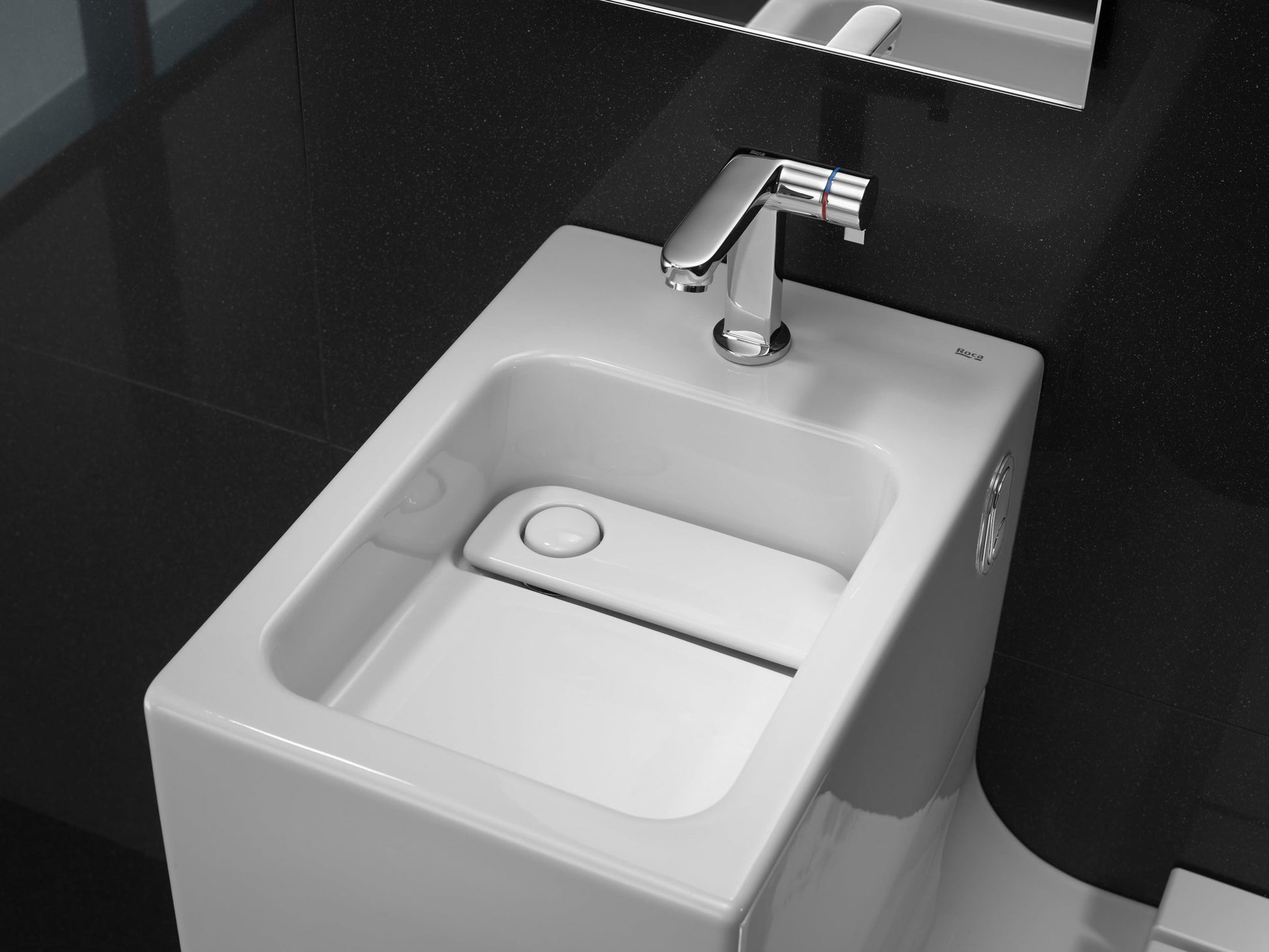 Roca - Inodoro y lavabo W + W suspendido (incluye tapa y grifería de lavabo) - BricoandPool