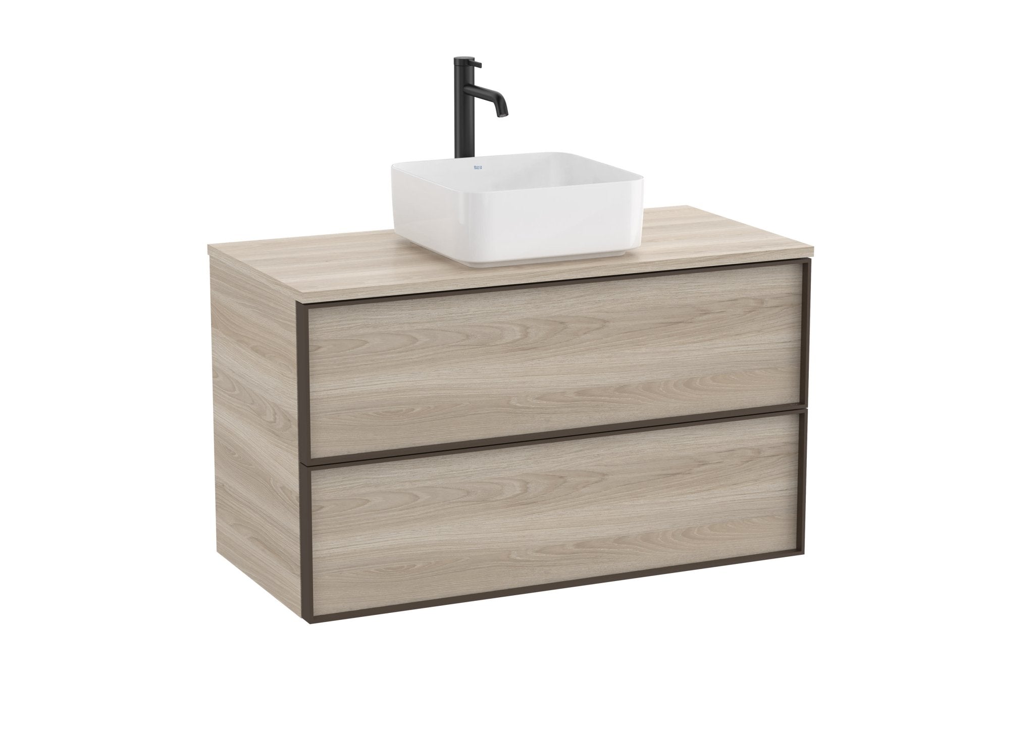 Roca - Inspira Mueble base de dos cajones para lavabo de encimera o sobre encimera - BricoandPool