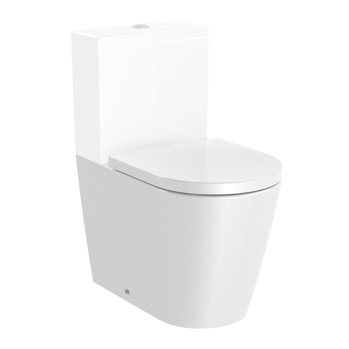 Roca - Inspira Round Rimless compacta adosada a pared (Blanco Mate) - BricoandPool
