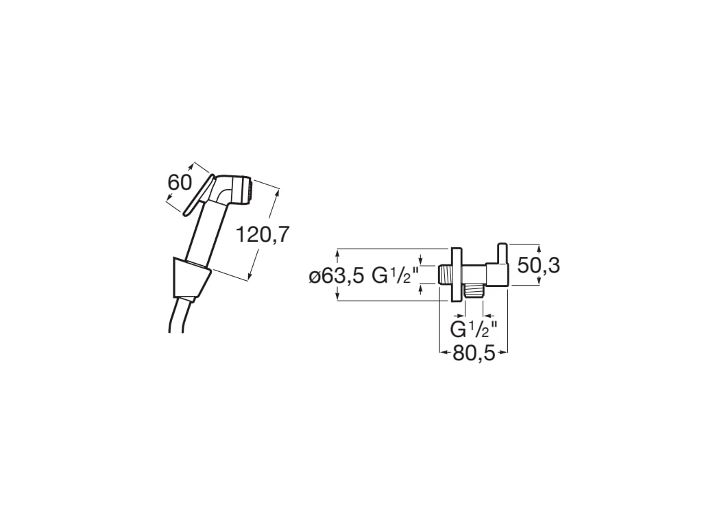 Roca - Kit de ducha bidé (1 salida) Be Fresh con llave de paso, Cromado A5B9M30C00 - BricoandPool
