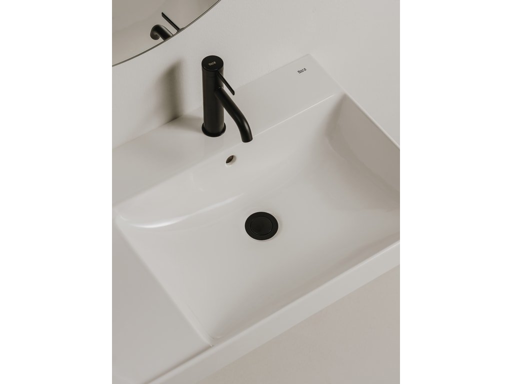 Roca - Lavabo asimétrico Ona de Fineceramic® mural Blanco brillo - BricoandPool