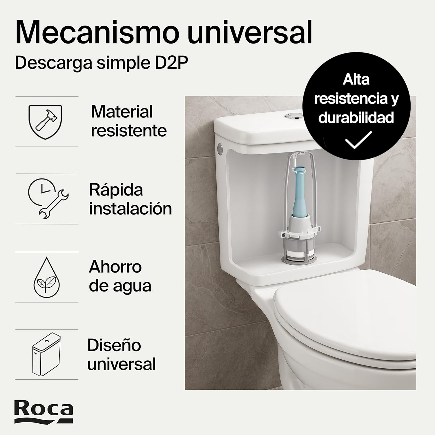 Roca - Mecanismo de descarga simple (AH0003200R) - BricoandPool