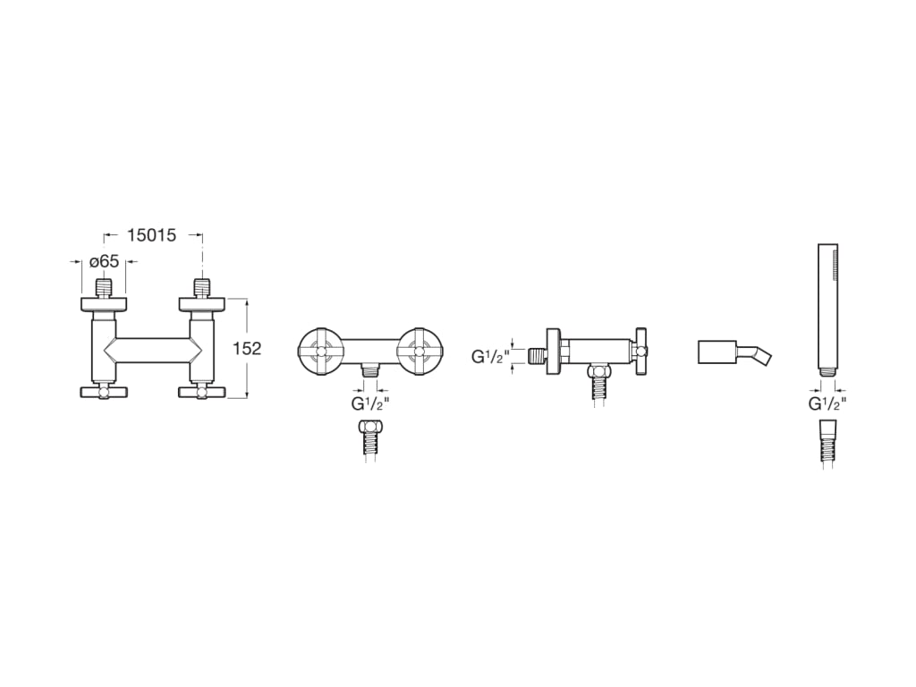 Roca - Mezclador bimando exterior ducha con ducha de mano, flexible de 1,50 m. y soporte articulado Loft A5A2043C00 - BricoandPool