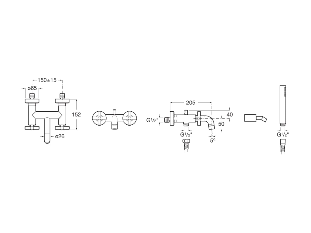 Roca - Mezclador bimando exterior para baño - ducha Loft A5A0143C00 - BricoandPool
