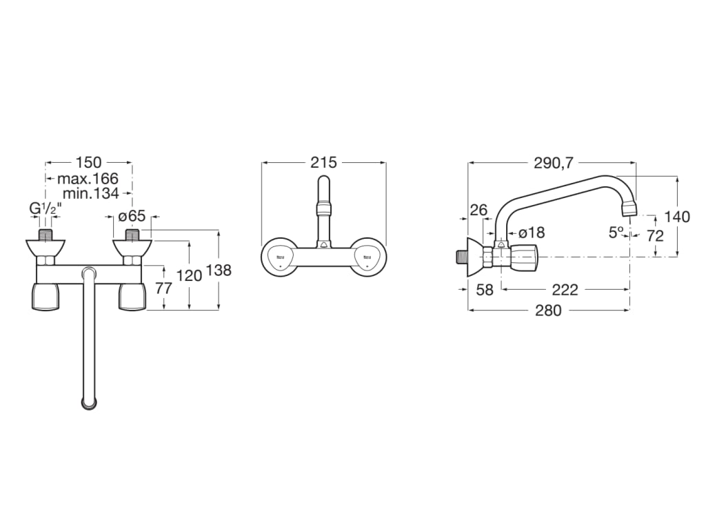 Roca - Mezclador bimando exterior para fregadero con caño superior giratorio Brava A5A748EC00 - BricoandPool