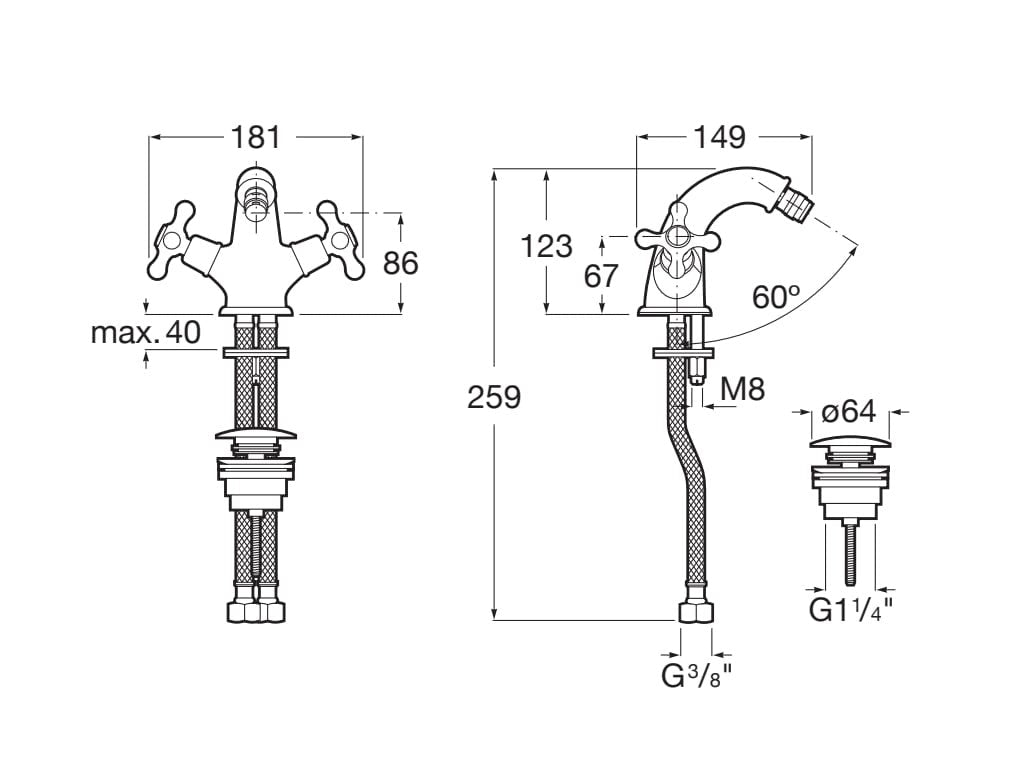 Roca - Mezclador bimando para bidé Carmen A5A6A4BC00 - BricoandPool