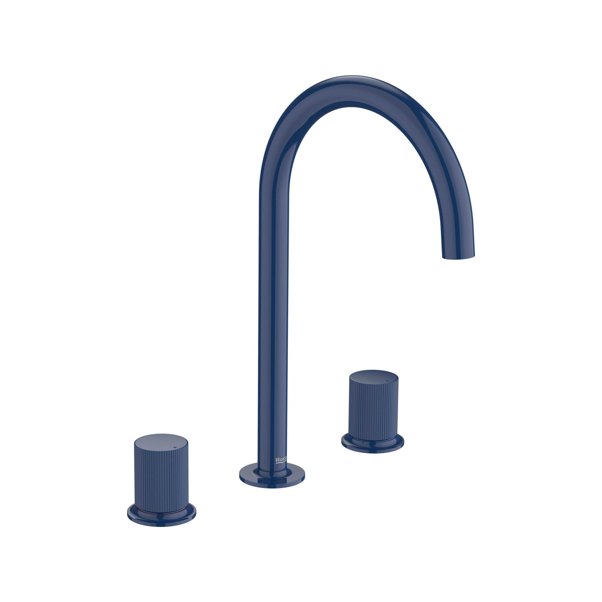 Roca - Mezclador bimando para lavabo con manetas de repisa Stripes Azul Cobalto, Nu A5A3E3FP00 - BricoandPool