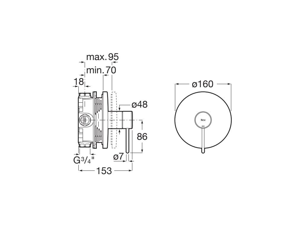 Roca - Mezclador empotrable para baño o ducha con maneta Pin Negro Titanio Nu A5A2B3FCN0. A completar con RocaBox A525869403 - BricoandPool