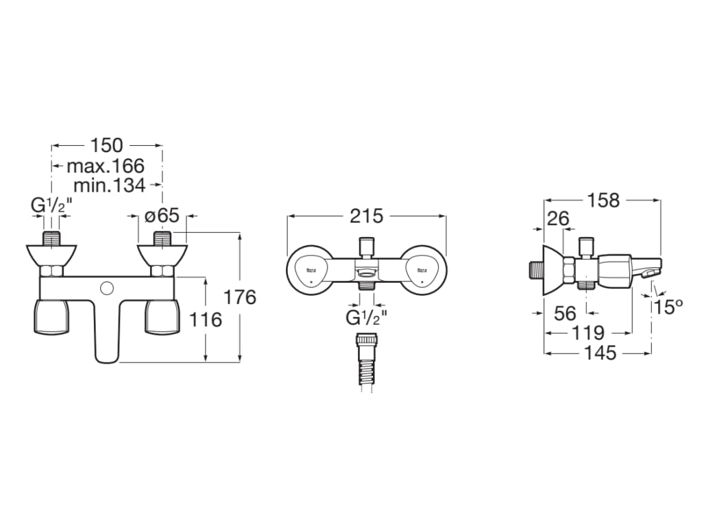 Roca - Mezclador exterior para baño - ducha con inversor automático con retención Brava A5A018EC00 - BricoandPool