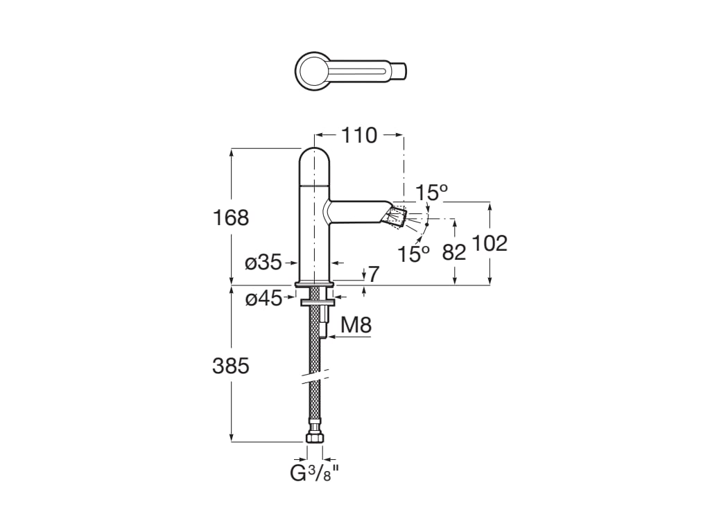 Roca - Mezclador monomando de cuerpo liso para bidé con maneta Dome, Nu Negro titanio A5A6X3FCN0 - BricoandPool
