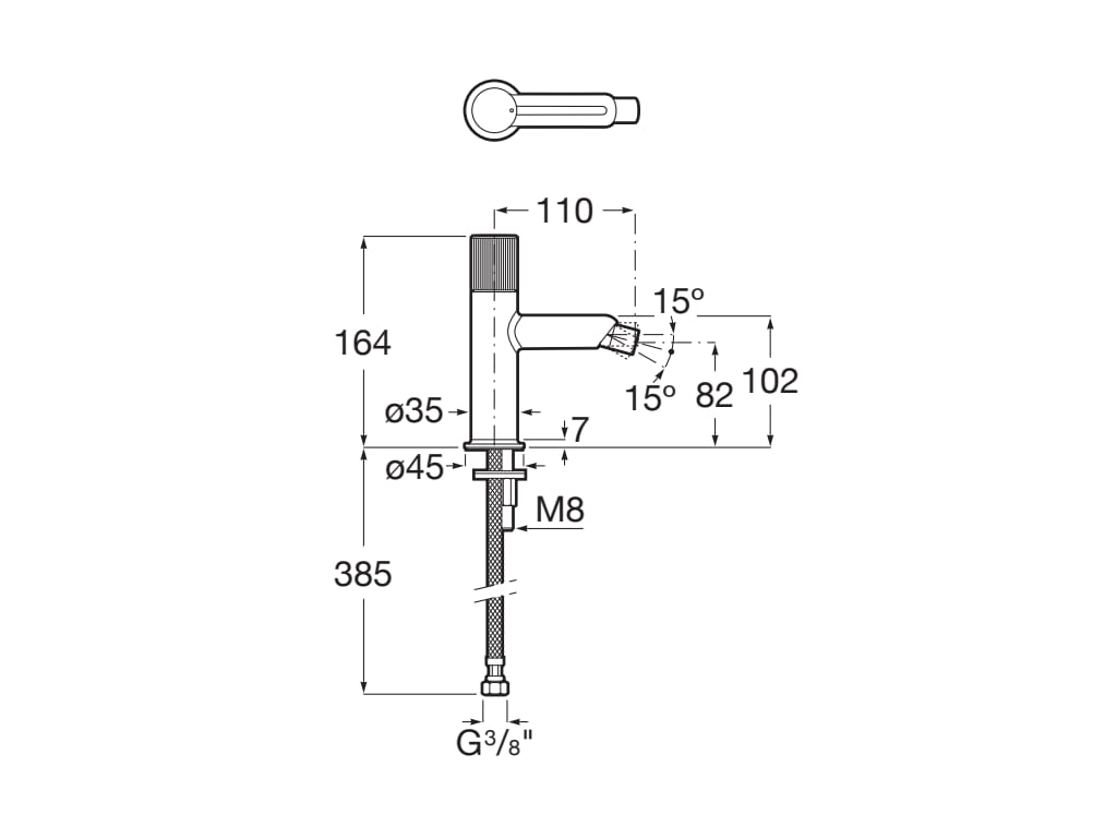 Roca - Mezclador monomando de cuerpo liso para bidé con maneta Stripes, Nu Negro titanio A5A6C3FCN0 - BricoandPool