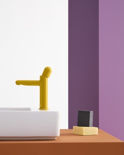 Roca - Mezclador monomando de cuerpo liso para lavabo con maneta Dome Amarillo Miel, Nu A5A3Y3FP10 - BricoandPool