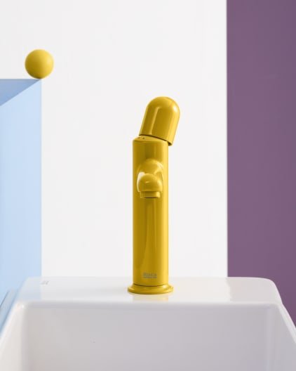 Roca - Mezclador monomando de cuerpo liso para lavabo con maneta Dome Amarillo Miel, Nu A5A3Y3FP10 - BricoandPool