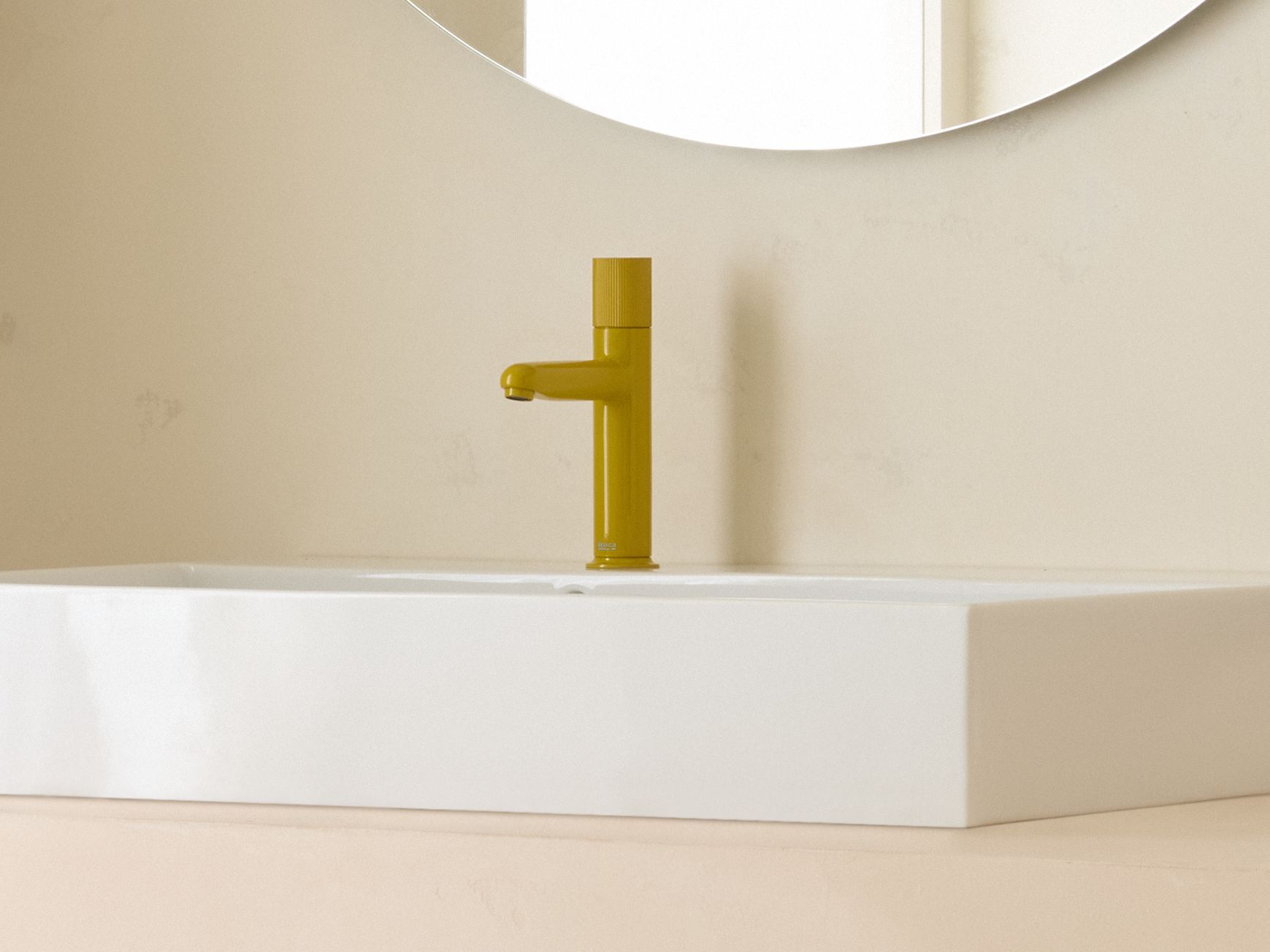 Roca - Mezclador monomando de cuerpo liso para lavabo con maneta Stripes Amarillo Miel, Nu A5A3B3FP10 - BricoandPool