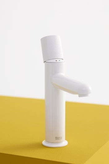 Roca - Mezclador monomando de cuerpo liso para lavabo con maneta Stripes Blanco, Nu A5A3B3FP30 - BricoandPool