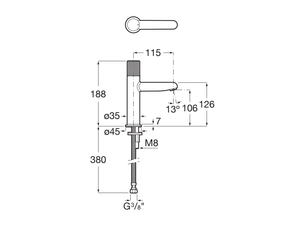 Roca - Mezclador monomando de cuerpo liso para lavabo con maneta Stripes Negro Titanio, Nu A5A3B3FCN0 - BricoandPool